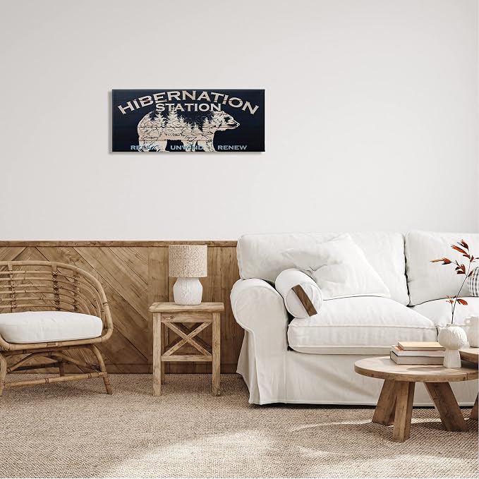 Hibernation Station Bear Trees, 13 x 30 Inch Canvas Wall Art | Stupell Industries · By Kim Allen · Ready to hang · Rustic lodge charm for cabin spaces · Made in USA