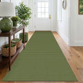 IOHOUZE Washable Runner Rug 3x10 Non Slip Rubber Backed Long Hallway Runner Entryway Runner Indoor, Kitchen Rugs Woven Cotton Floor Carpet for Hall Entrance, Olive Green/Earthy Green