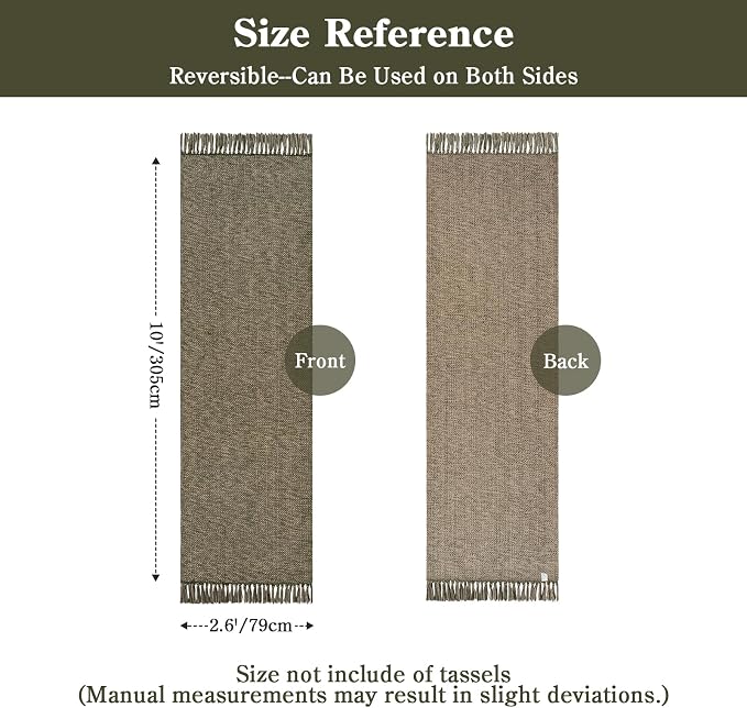 Collive Hallway Runner Rug 2.6' x 10', Boho Washable Kitchen Runner Rugs Hand Woven Bathroom Mats, Moss Green Modern Farmhouse Indoor Entry Hall Carpet for Bedroom Entrance Porch Decor