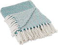 DII Woven Throw Collection 100% Cotton, Basketweave, 50x60, Teal