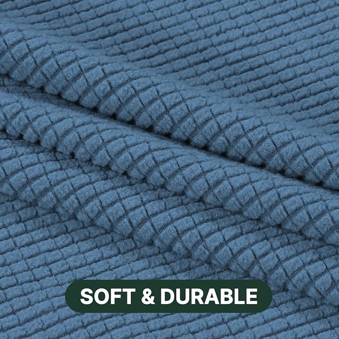 H.VERSAILTEX Stretch T Cushion Chair Sofa Slipcover T Cushion Covers for Living Room Armchair Couch Cover T Cushion Slipcover Seat Cover with Elastic Bands Thicker Jacquard Fabric, Dusty Blue
