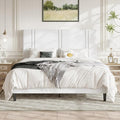 Allewie California King Size Platform Bed Frame with Adjustable Headboard | Plush Velvet Upholstered, Vertical Channel Tufted, Sturdy Wood Slats, No Box Spring Needed, Easy Assembly, Black