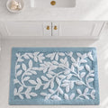 Madison Park Serene Tufted Bath Rug Cotton Absorbent, 21 x 34, Blue | Quick Dry, Soft Pile, Machine Washable, Floral Pattern, Plush, OEKO-TEX Certified