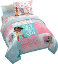 Disney Moana Queen Comforter Set 7 Piece Kids Bedding for Girls, Multi | Bed in a Bag, Comforter Sheets Shams Pillowcases, Official Brand, Soft Microfiber, Machine Washable, Girls Gift