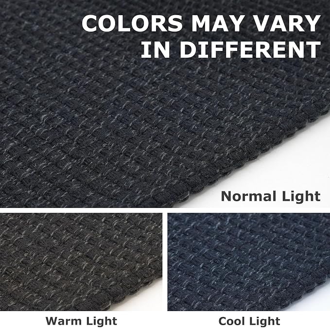 IOHOUZE Washable Area Rug 5x7 Non Slip Rubber Backed Rugs for Living Room, Dining Room Rugs Bedroom Rug, Woven Indoor Floor Carpet for Living Room Nursery Office, Black/Grey