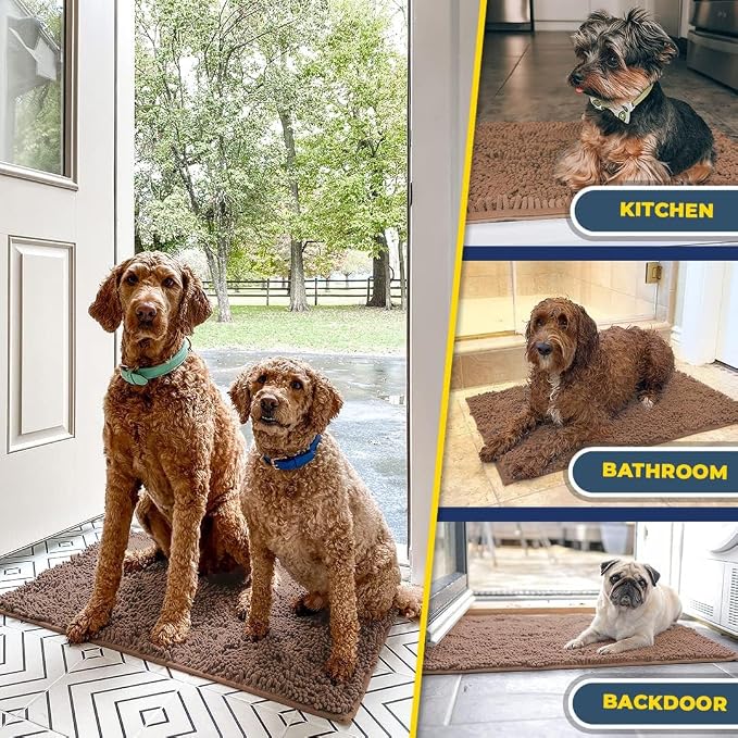 Muddy Mat® | Super Water Absorbent Door Mat Indoor, Microfiber Quick Dry Chenille Entryway Rug, Slip Resistant Front Door Mat, Indoor Mats for Entryway, Machine Washable Pet Rug, Mocha 24" x 40"
