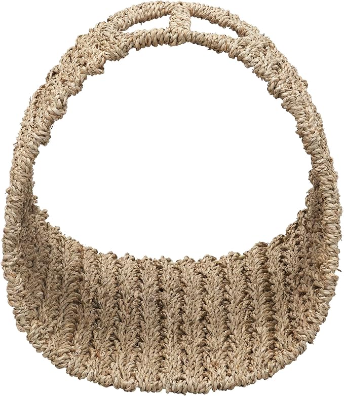 Household Essentials Handwoven Seagrass and Iron Magazine Rack, Natural Finish
