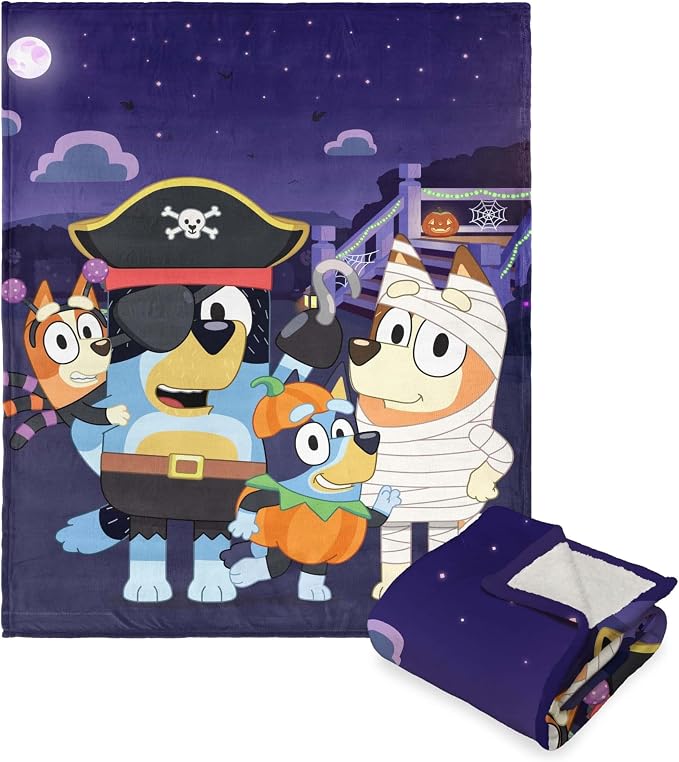 Northwest Bluey Silk Touch Sherpa Throw Blanket, 50" x 60", Family Halloween