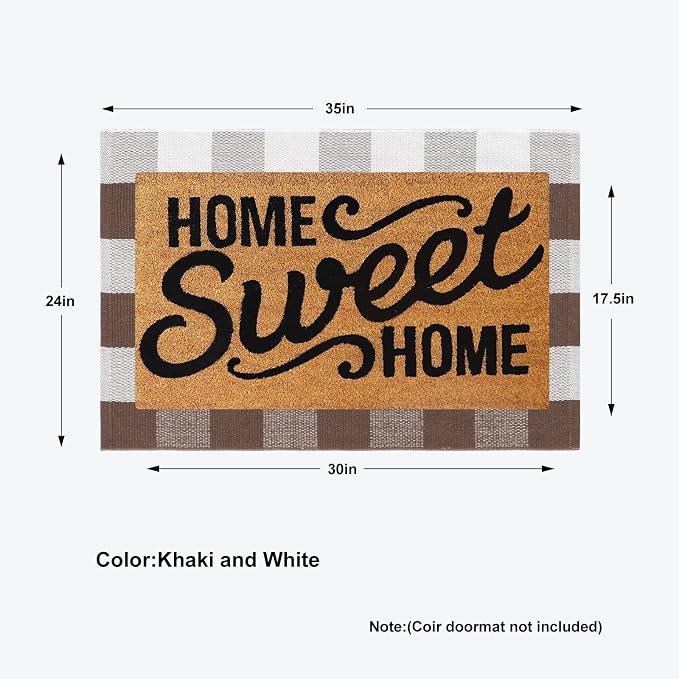 KIMODE Fall Decor Door Mat Buffalo Plaid Outdoor Mat 24"x35" Farmhouse Brown Checkered Rug Fall Thanksgiving Front Porch Rug Decor Washable Layered Door Mats Outdoor Autumn Mats