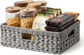 GRANNY SAYS Wicker Storage Basket for Shelves, Wicker Basket for Organizing, Rectangle Basket, Woven Basket for Pantry Storage, Gray, 1-Pack