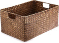 Hipiwe Seagrass Storage Baskets Bin for Shelf, X-Large Woven Wicker Basket | Rectangular Bathroom Baskets Organizer Built-in Handles, Multipurpose Storage Basket Bin, 16.1"L x11.8"W x7.7"H