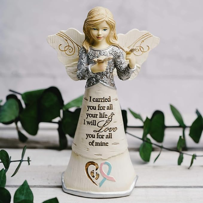 Pavilion - Angel Figurine Floral Spring Home Decor Grandma Nana Mimi Granny Gigi Present from Granddaughter Grandson Grandkids Daughter Friend Aunt Sister Gift (I Carried You)
