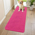Smiry Dog Door Mat for Muddy Paws 59x20, Absorbent Dirt Trapper, Non-Slip Washable Chenille Entryway Rug for Inside Floor, Hot Pink, Classic Solid