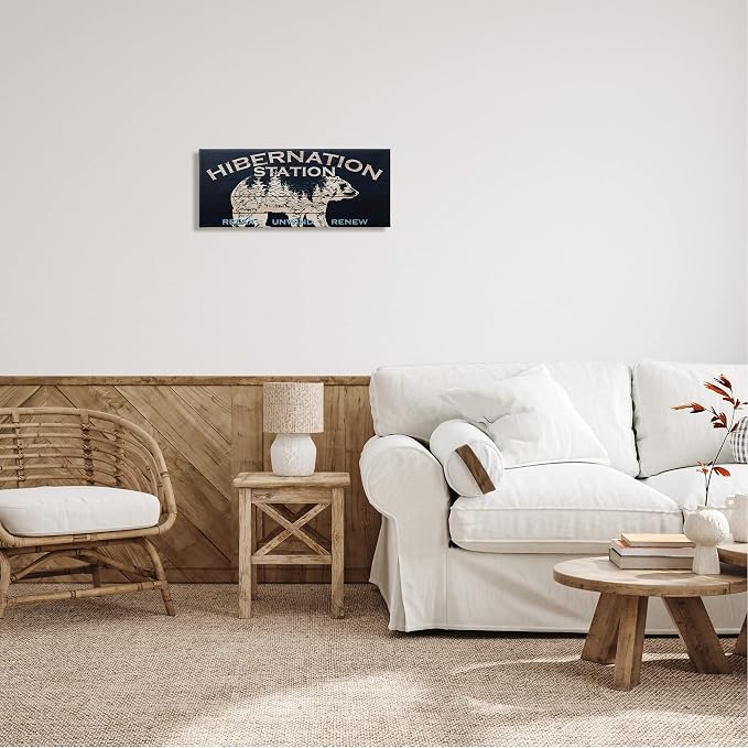Hibernation Station Bear Trees, 10 x 24 Inch Canvas Wall Art | Stupell Industries · By Kim Allen · Ready to hang · Rustic lodge charm for cabin spaces · Made in USA