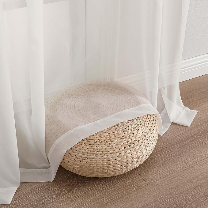 Ivory Sheer Curtains for Bedroom Living Room 96 Inches Long 2 Panels, Modern Airy Soft Lightweight Rod Pocket Light Filtering Sheer Curtains Drapes, Ivory, Each 59" Wx96 L Inch