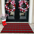Buffalo Plaid Outdoor Rug, 3' x 5' Christmas Red & Black Check Indoor/Outdoor Area Rug, Layering Rug for Hello/Welcome Door Mat, Machine Washable Cotton Woven Farmhouse Mat for Front Porch Décor