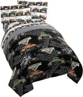 Jay Franco Monster Jam 5 Piece Queen Bed Set - Includes Comforter & Sheet Set - Grave Digger & Megalodon - Super Soft Fade Resistant Microfiber | Grave Digger Megalodon, Comforter Sheets Pillowcases, Official Product, Soft Microfiber, Machine Washable,...