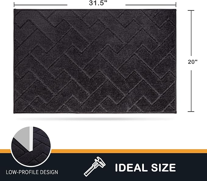 PURRUGS Dirt Trapping Door Mat 20" x 31.5", Non-Slip Machine Washable Entry Rug, Dog Doormat, Indoor Front Door Mat, Super Absorbent Entryway Rug for Muddy Shoes & Paws, Black