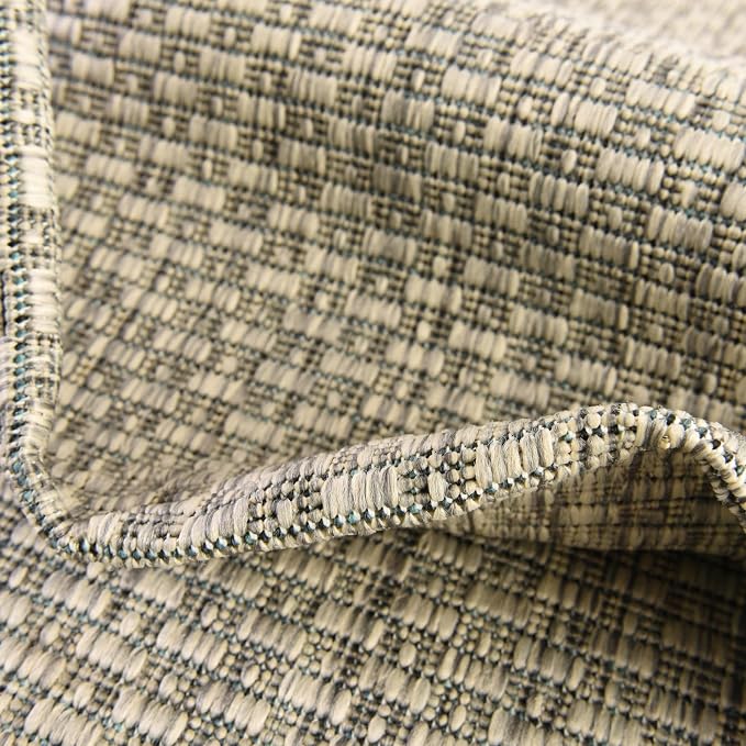 Unique Loom Collection Casual Transitional Solid Heathered Indoor/Outdoor Flatweave Area Rug (5' 1" Octagon, Light Gray/Ivory)