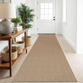 IOHOUZE Washable Runner Rug 2.6x10 Non Slip Rubber Backed Long Hallway Runner Entryway Runner Indoor, Kitchen Rugs Woven Cotton Floor Carpet for Hall Entrance, Orange/Tan/Brown