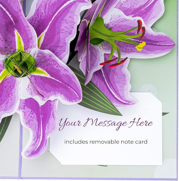 Paper Love Pop Up Cards 2 Pack - Includes 1 Lilies and Butterfly Tree, For All Occasions, Mother Day, Birthday, Just Because- Includes Envelope and Note Tag