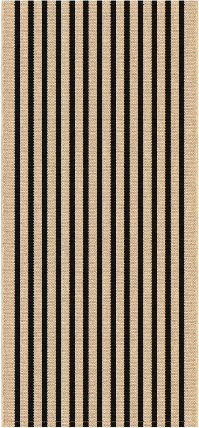 IOHOUZE Striped Area Rug 2'x4.3' Front Door Rugs Small Washable Area Rug for Front Porch, Spring Summer Welcome Door Mats Outdoor Indoor, Doormat for Entryway Porch Entrance, Tan/Black