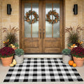SEEKSEE Buffalo Plaid Rug 4' x 6' Black and White Large Front Door Mat, Layering Area Rug, Washable Cotton Rug for Outdoor Patio Entryway Indoor Living Room Kitchen Dining Room Decor