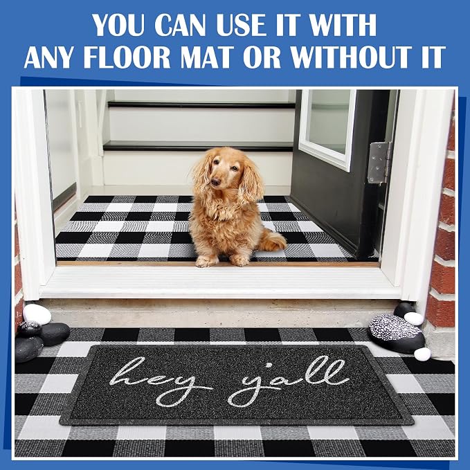 Geelin 2 Pcs 30'' x 18'' Doormat 43'' x 27.5'' Black and White Layered Rug for Front Door Mat Outside Entrance Welcome Door Mats for Indoor Outdoor Entryway Porch Decor(Hey Y'all)