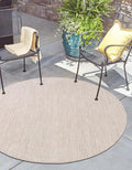Unique Loom Outdoor Solid Collection Area Rug (10' Round Beige/Ivory)