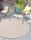 Unique Loom Outdoor Solid Collection Area Rug (3' 3" Round Beige/Ivory)