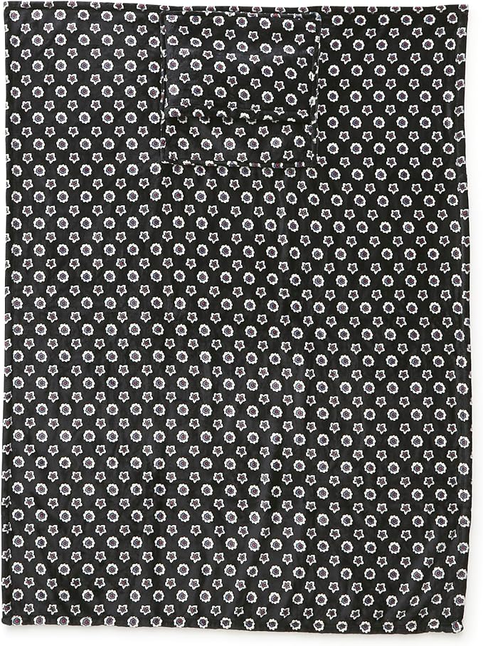 Vera Bradley Women's Fleece Plush Throw Blanket, Mini Flower Dot Black, One Size