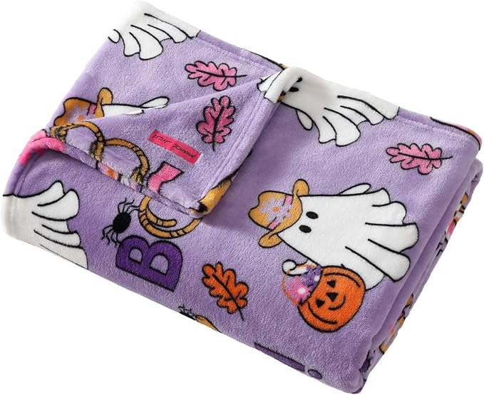 Betsey Johnson - Blanket, Buttery-Soft Throw Blanket for Couch or Bed, Boldly Plush & Oversized Bedding (Howdy Ghouls Purple, 50" x 70")