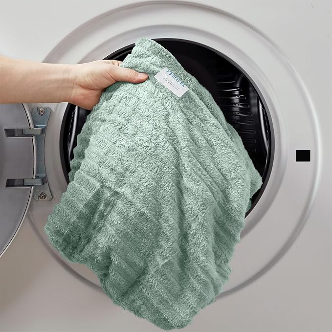 Nestl Green Throw Blanket for Couch - Cozy Warm Fuzzy Blankets for Women, Plush Small Fleece Throws for Girls - Sage Green, 50 x 60 Inches