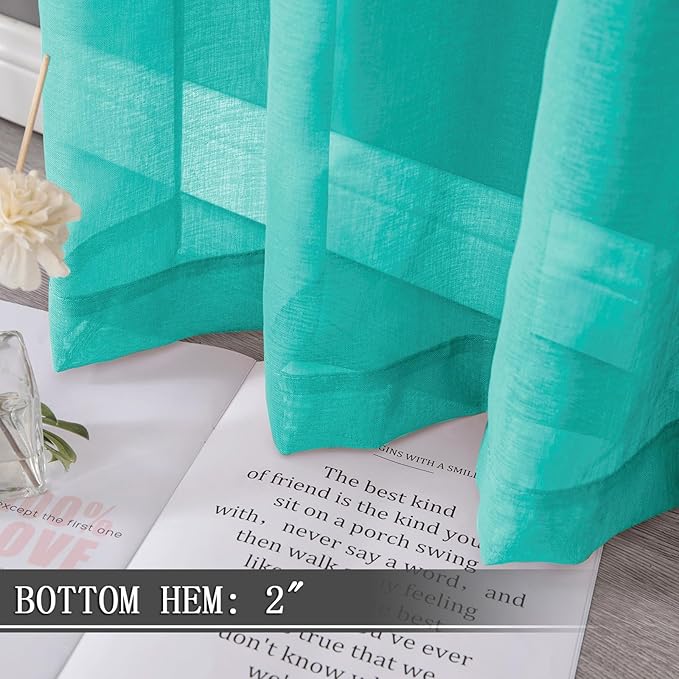 Tollpiz Sheer Curtains Living Room Linen Textured Curtain Sheers Light - Image 4