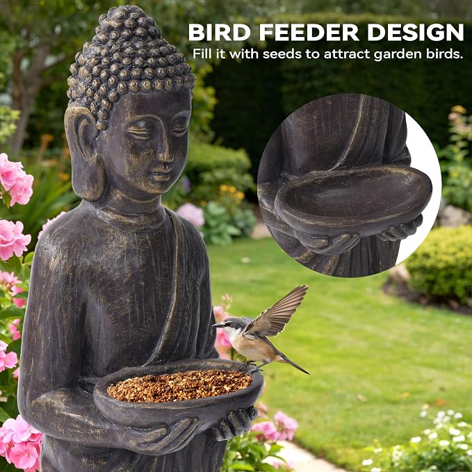 42" Buddha Outdoor Statue, Zen Meditative Figures, Gold-Black Finish | Extra-Large, Durable Weatherproof MGO Sculpture ,for Garden, Patio, Yard, Porch or Indoor, Home Decor Gift
