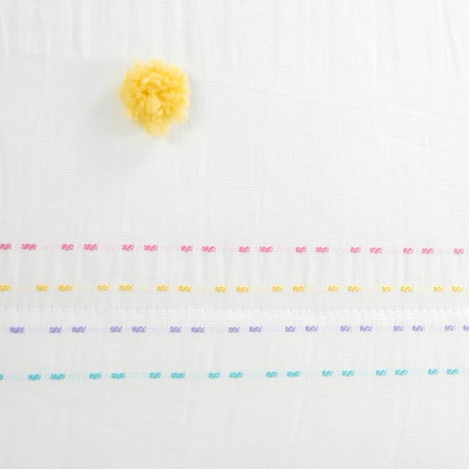 Lush Decor Rainbow Pom Pom and Stripes Quilt Set, 3 Piece Set, Full/Queen, White & Rainbow - Fun & Colorful Kids Bedding Set - Rainbow Quilt for Teen Dorm Decor - Striped Quilt - Girls Bedroom Decor