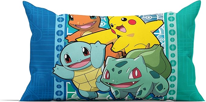 Northwest Pokemon First Starters Twin Size Bed in a Bag Set, Pikachu Charmander Squirtle Bulbasaur, Kids Boys Girls Bedding Comforter Sheets