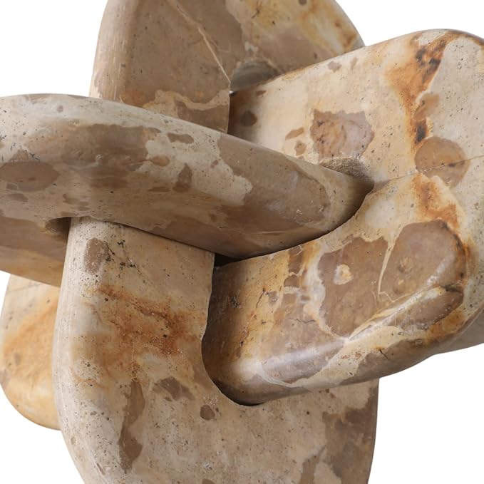 Sagebrook Home 9x9 Rounded Marble Knot, Light Leopard