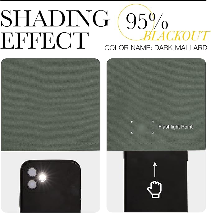 NICETOWN Bedroom Curtains Blackout Draperies - All Season Thermal Insulated Solid Rod Pocket Top Blackout Curtains/Drapes for Kid's Room (Dark Mallard, 1 Pair, 34 x 36 Inch)