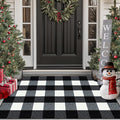 FONEYI Buffalo Plaid Outdoor Rug for Front Door Mats, 27.5" x 43" Black and White Checkered Layered Door Mat with Non Slip Backing, Washable Entryway Rug for Porch, Front Porch and Farmhouse Decor