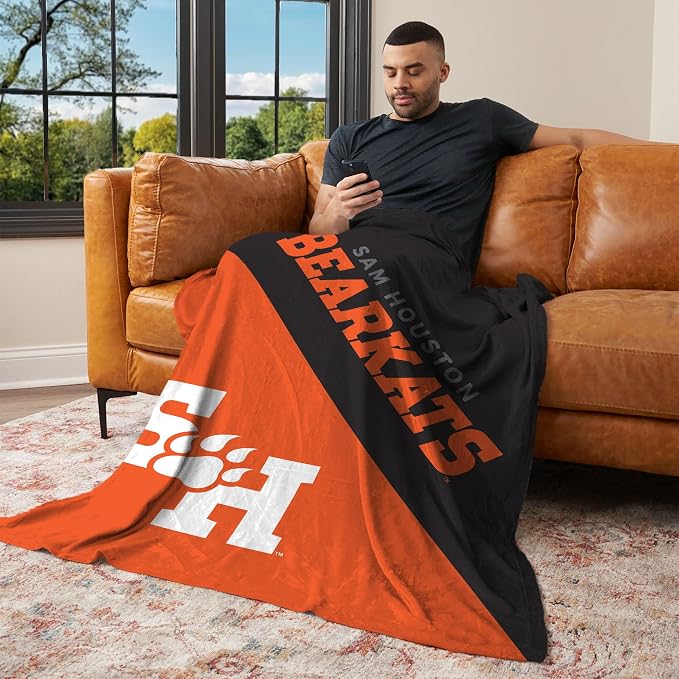 Northwest NCAA Silk Touch Throw Blanket, Ultra Soft Plush Polyester, Lightweight Warm Decorative Fan Gift, 46 x 60 in