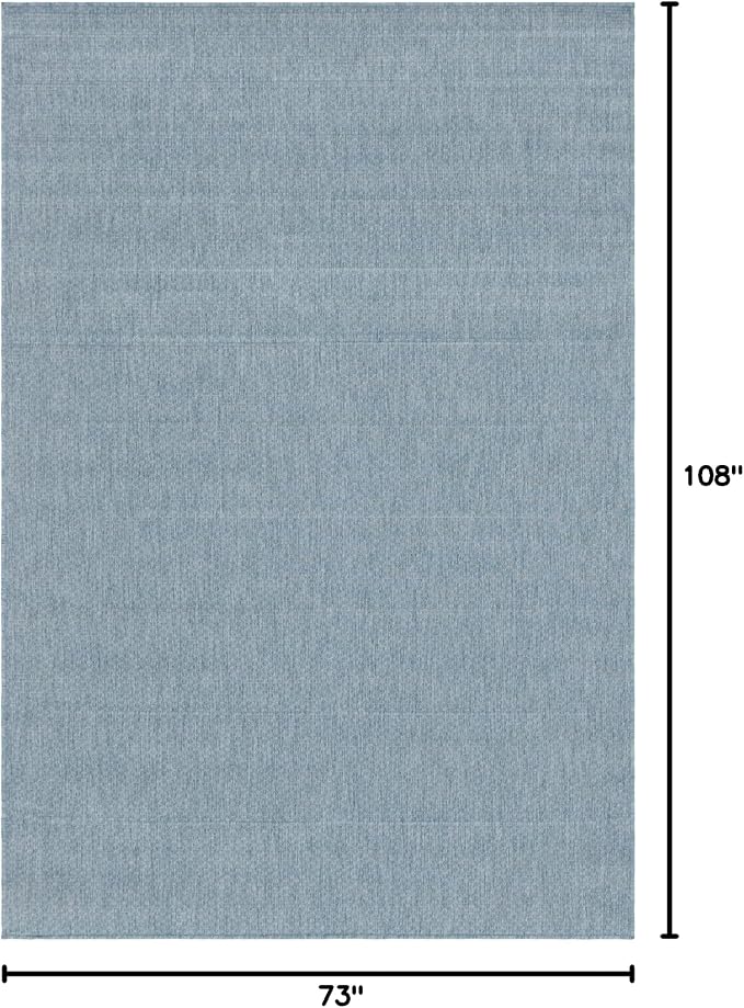Unique Loom Collection Casual Transitional Solid Heathered Indoor/Outdoor Flatweave Area Rug (6' 1" x 9' Rectangle, Aquamarine/Ivory)