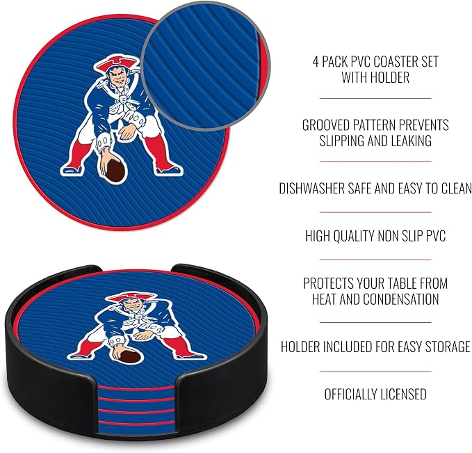Rico Industries NFL Football Classic Favorites: PVC Coaster Set (4-Pack)