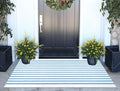 Light Blue White Outdoor Rug 2'x4.3',Striped Front Porch Rug Machine Washable Front Door Mat Entryway Throw Rug for Front Porch Indoor Outdoor Doormat
