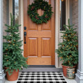 Buffalo Plaid Area Rug, Checkered Rug 27.5x43 Inches, Black and White Rug, Washable Cotton Mat for Front Porch, Entryway, Kitchen, Living Room, Home Decor