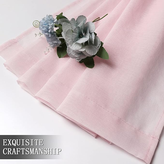 Tollpiz Short Sheer Curtain Linen Textured Bedroom Curtains Sheer Light - Image 7