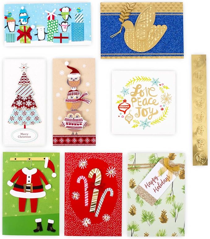 Hallmark Assorted Boxed Christmas Cards Set (Pack of 24 Handmade Holiday Cards with Envelopes) (1XPX1975)