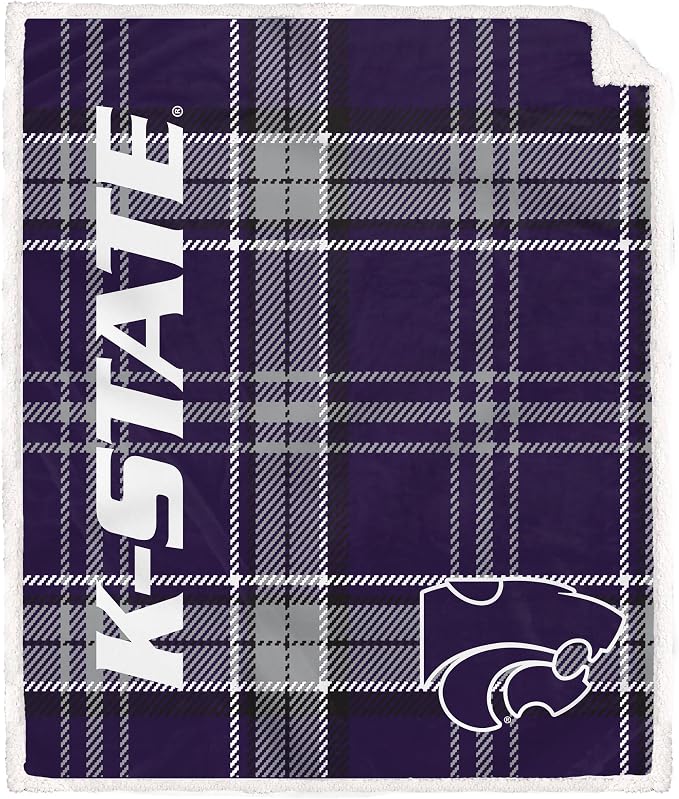 NCAA Kansas State Wildcats Playmaker Plaid Ultra Cozy Sherpa Throw