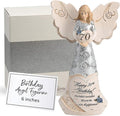 Pavilion 'Happy 70th Birthday' 82416 Elements Angels - Polyresin Birthday Angel Figurine - Silver Hand-Painted Remembrance and Keepsake Gift Angel for Grandmothers, Mothers, Aunts, Friends, Women
