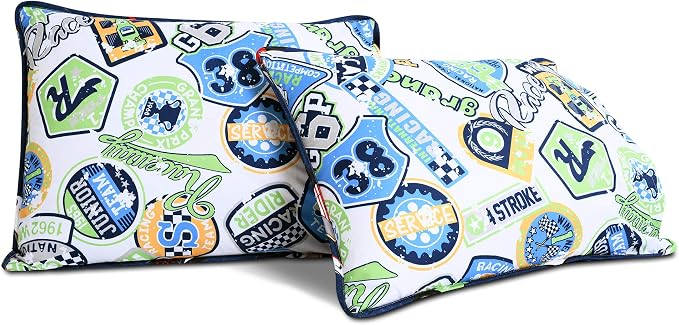 Lush Decor Race Car Kids' 2-Piece Quilt Bed Set, Reversible Bedding Set for Boys, Navy, Twin